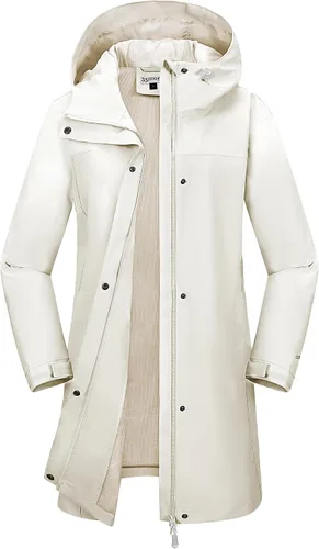 Vista 7 de 33,000ft Abrigos largos impermeables para mujer con malla transpirable con capucha, chaqueta de lluvia con capucha, gabardina, rompevientos Azul
