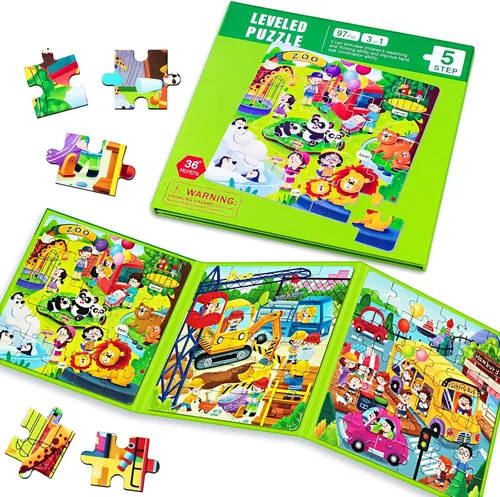 Vista 15 de Rompecabezas magnéticos para niños pequeños de 1 a 3 años, 3 en 1, divertido rompecabezas de granja, rompecabezas de viaje para niños, juguete
