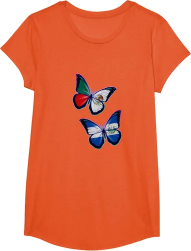 Vista 29 de Raíces biculturales de El Salvador y México. Versión mariposa Camiseta, Negro