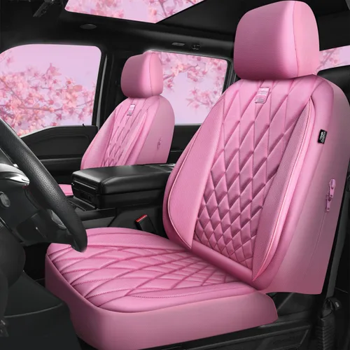 Vista 28 de Car Pass - Juego completo de fundas de asiento de lujo con ribete de cuero sintético, cubiertas de asiento automotrices antideslizantes impermeables