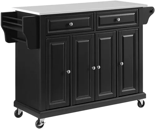 Vista 15 de Crosley Furniture isla de cocina con ruedas, Madera, Negro