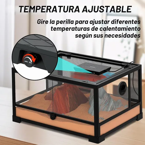 Vista 6 de REPTI ZOO Panel de Calor para Reptiles con Temperatura Ajustable, Placa de Calentamiento para Reptiles, Solución de Calentamiento sin Luz con Rango