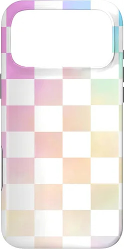 Vista 22 de Pastel Rainbow Checkerboard Checker Checked Pattern Case for iPhone 17
