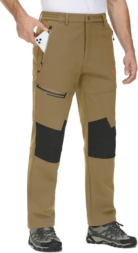 Vista 2 de TACVASEN pantalones de senderismo para hombre, con forro polar, reforzados en las rodillas, ligeros, para esquí y snowboard, sin cinturón