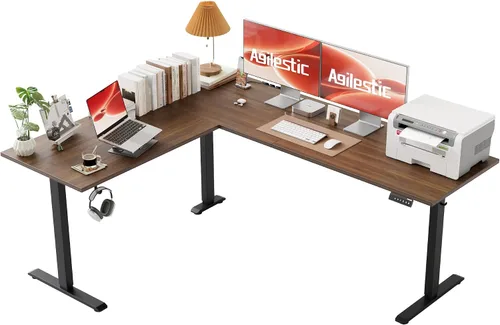 Vista 32 de Agilestic Escritorio de Pie en Forma de L de 59 Pulgadas de Altura Ajustable, Escritorio de Esquina Eléctrico de Pie, Mesa de Computadora Sit Stand