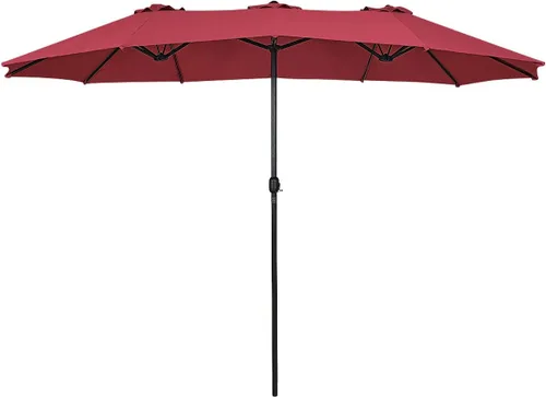 Vista 10 de Tangkula Sombrilla de patio de 15 pies de doble cara para mesa de mercado al aire libre con manivela (beige)