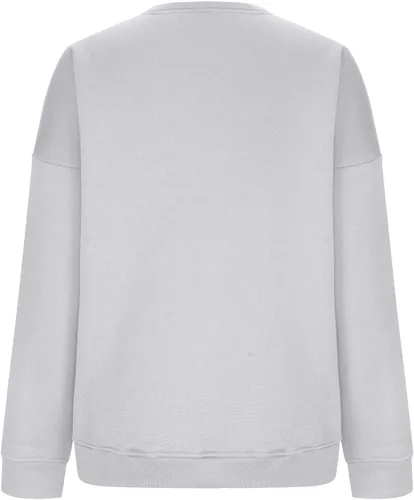 Vista 6 de Ceboyel Sudadera de gran tamaño para mujer, color sólido, cuello redondo, suéteres de manga larga, ropa de moda de otoño