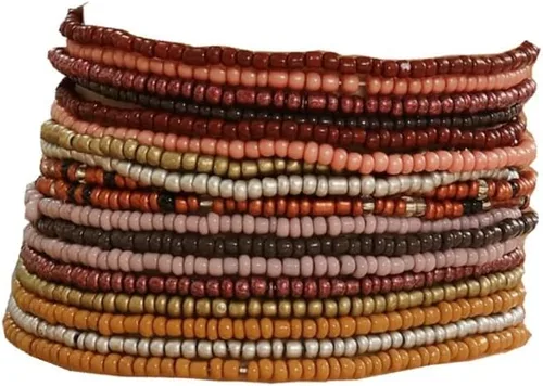 Vista 12 de Fuqimanman2020 18 piezas de pulseras apilables con cuentas estilo boho para mujer, conjunto de tobilleras de cuentas de arroz multicapas coloridas