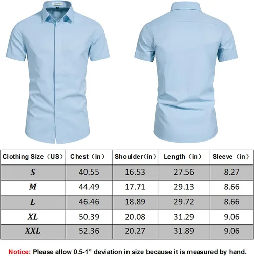Vista 5 de VANCOOG Camisas de vestir lisas casuales de manga corta para hombre