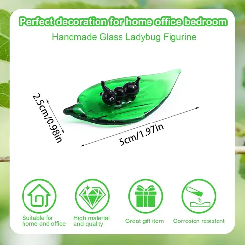 Vista 2 de Ymapinc Regalos de animales de hoja verde de hormigas de cristal, figuras de animales de 1.9 pulgadas, pequeñas figuras de animales soplados a mano