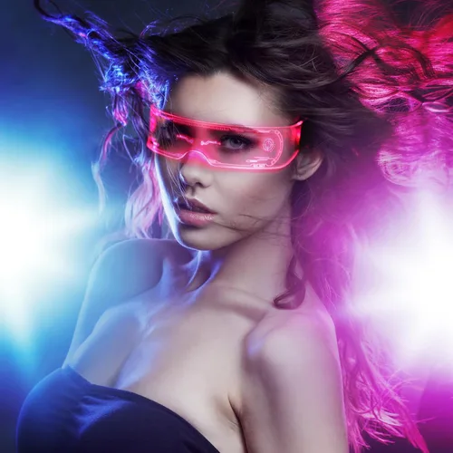 Vista 9 de ownmysty Alien Costume Light Up LED Glasses Rave Outfits for Women Men Cyberpunk Tech Gadgets Neon Cosplay Festival Paty
