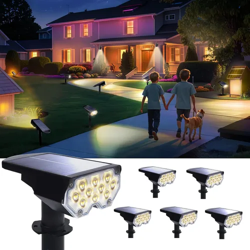 Vista 13 de Foco Solar para Exteriores Impermeable Iluminación LED de Acento para Paisaje para Patio, Árbol, Plantas, Paredes, Sendero, Jardín, Estatuas, Brillo