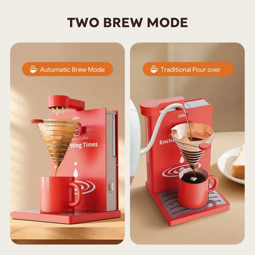 Vista 3 de i Cafilas Cafetera eléctrica para verter sobre café, cafetera portátil de una sola porción con filtro reutilizable, tanque de agua desmontable de 10