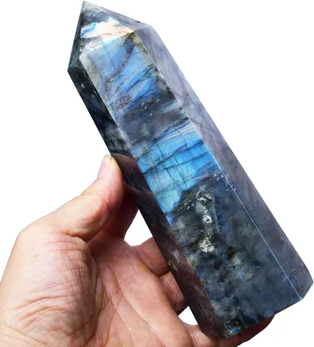 Vista 30 de Torres de cristal de piedra de sangre africana, 6 puntas de cuarzo facetado, obelisco rojo curativo, varita de cristal curativo 0.6-0.8 libras