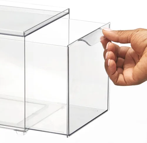Vista 6 de mDesign Almacenamiento de baño apilable de plástico con cajón organizador extraíble para gabinete, tocador, estante, armario, armario u organización