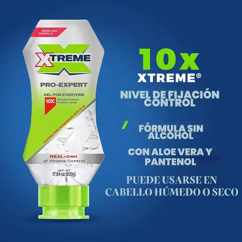 Vista 5 de Xtreme Pro-Expert - Gel transparente para el cabello, 17.63 onzas, paquete de 3 Sin alcohol, control Xtreme las 24 horas, con aloe vera, botella