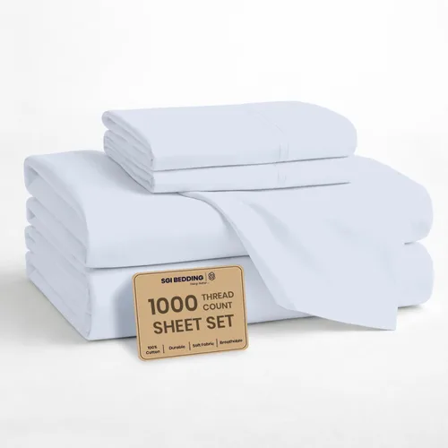 Vista 28 de SGI bedding Sábanas 100% algodón egipcio, tamaño individual, sábanas de hotel de lujo de 1000 hilos, bolsillo profundo de 18 pulgadas, suave