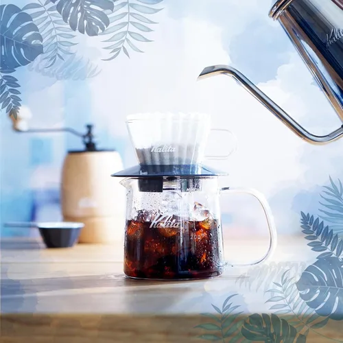 Vista 2 de Kalita Gotero de café Wave Pour Over, tamaño 185, rinde 16-26 oz, máquina para hacer una taza, vidrio resistente al calor, patentado y portátil