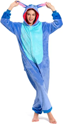 Vista 3 de Wallvhion Pijama de una pieza unisex para adultos, trajes de una pieza para mujeres y hombres, cosplay, ropa de dormir de Halloween