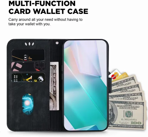 Vista 7 de Designed for Redmi k40 Pro Phone Case Wallet,PU Leather Flip Folio Cover with Credit Card Holders Little Cute Tiger Embossed Kickstand Wrist Strap
