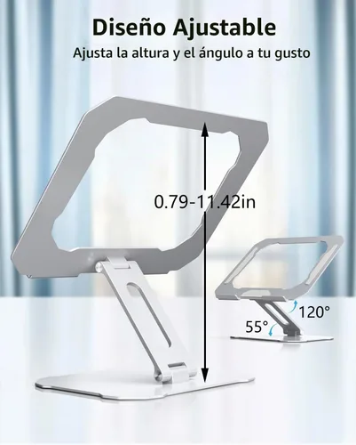 Vista 3 de Soporte para laptop para escritorio, soporte ergonómico ajustable para laptop, soporte plegable para computadora portátil compatible con MacBook