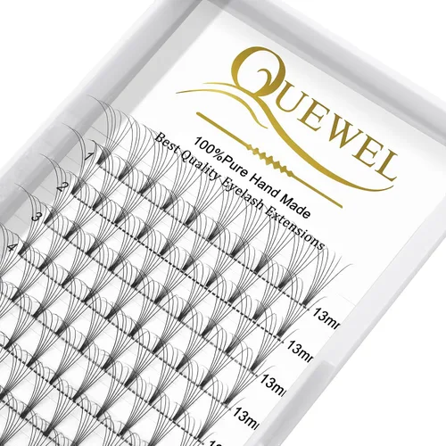 Vista 59 de QUEWEL Extensiones de Pestañas Prehechas en Ventilador, Extensiones de Pestañas Prehechas 3D de 0.07mm de Grosor, Rizado C, 8mm de Volumen