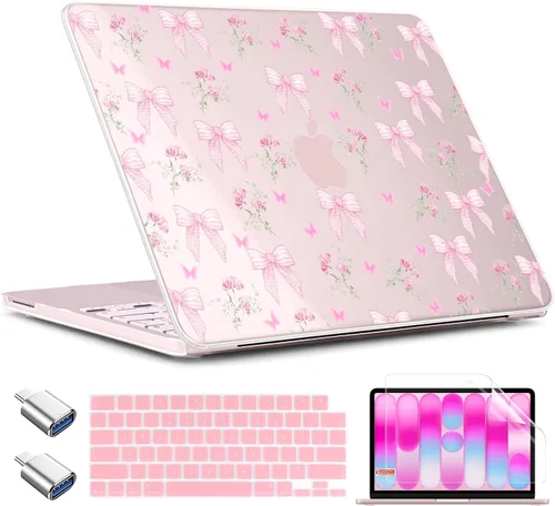 Vista 12 de TWOLSKOO Funda para MacBook Neo de 13 pulgadas 2026 A3404 A18 Pro Chip, funda rígida de plástico con adaptador tipo C, 2 fundas para cámara web