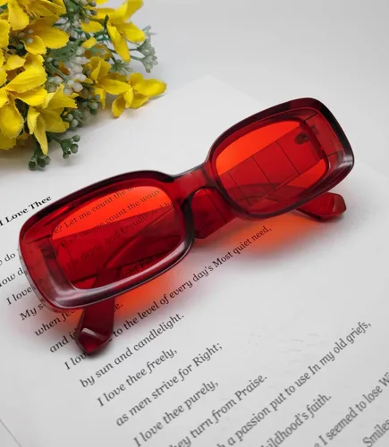 Vista 7 de Y2K - Lentes de sol rectangulares de moda para mujeres y hombres, estilo retro de los años 90, color rojo, rosa, verde, montura cuadrada gruesa