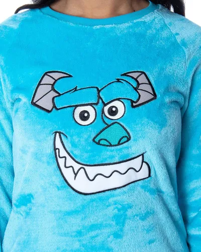 Vista 2 de Disney Monsters Inc. Sulley - Conjunto de pijama de forro polar de felpa bordada para mujer, 2 piezas