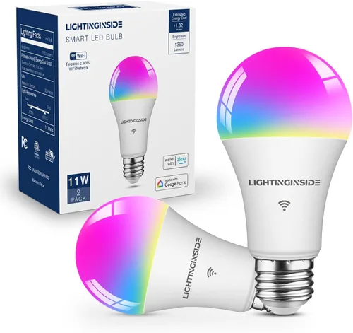 Vista 10 de Lightinginside - Bombillas inteligentes de 100W equiv., 1350LM 11W, bombilla inteligente que funciona con Alexa/Google Home/Smart Life, A19 E26