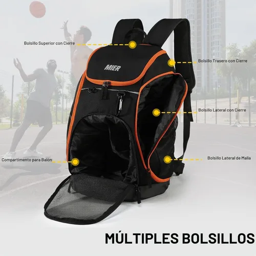 Vista 6 de [Usado] MIER Gym Backpack 40L Basketball Backpack with Ball Compartment & Shoes Storage Multi-Functional Sports Soccer Bag Large Equipment Back Pack
