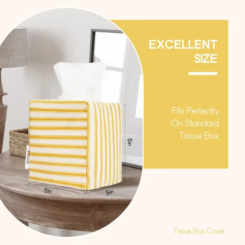 Vista 2 de Funda para caja de pañuelos, soporte cuadrado para caja de pañuelos de tela, elegante almacenamiento de papel higiénico, organizador moderno