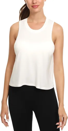 Vista 3 de Paquete de 4 camisetas cortas de entrenamiento para mujer, cuello alto, sin mangas, atléticas, fluidas, musculares, camisetas de gimnasio