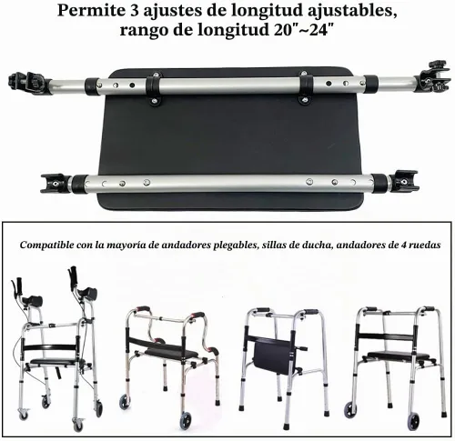 Vista 3 de Asiento plegable para asiento acoplable, capacidad máxima de peso de 250 libras, rango ajustable: 20 a 24 pulgadas (B)
