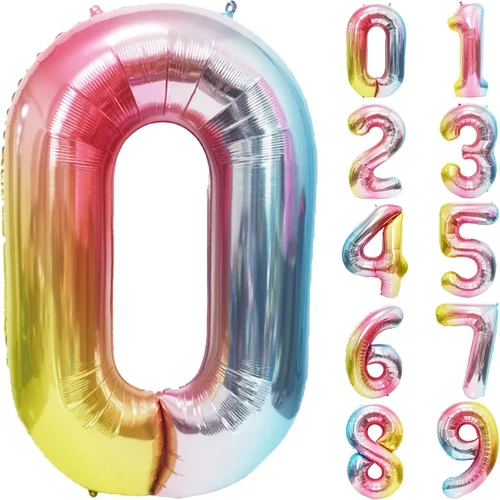 Vista 65 de Globos gigantes de números negros de 40 pulgadas, globos de aluminio de Mylar con helio para cumpleaños, globo número 0 para decoración de fiestas