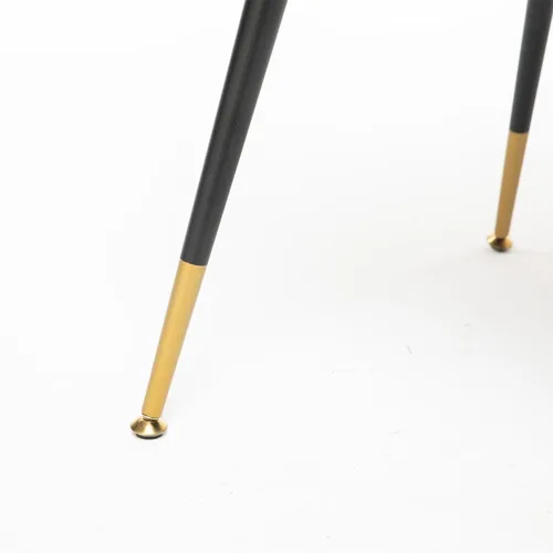 Vista 7 de Silla de comedor tapizada de terciopelo con patas de metal y respaldo abierto, decoración de remaches, silla auxiliar contemporánea, para comedor