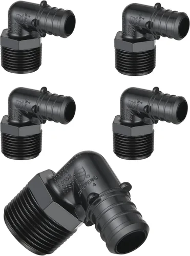 Vista 11 de Paquete de 10 unidades EFIELD Poly PPSU Barb Crimp Pex Fitting 1/2" X3/4" Macho NPT Adaptador, agua potable, (PPSU1807104)