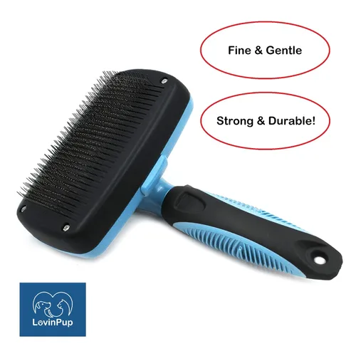 Vista 6 de Cepillo Slicker para Mascotas - Cepillo Autolimpiante para Perros y Gatos con Cerdas Retráctiles para Todo Tipo de Pelo - Púas de Masaje Eliminan