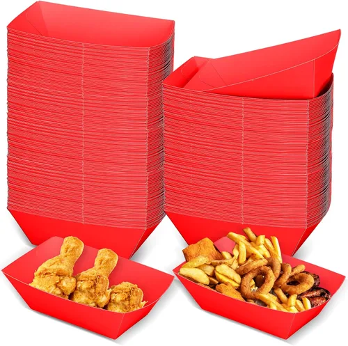 Vista 11 de Uiifan 200 bandejas de papel desechables para alimentos y barcos, resistentes a la grasa, bandeja de cartón para perros calientes, soporte para Azul