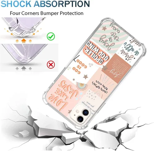 Vista 3 de Funda de teléfono con collage bohemio de Jesús compatible con iPhone 12/iPhone 12 Pro, funda de collage de citas cristianas para niñas, mujeres