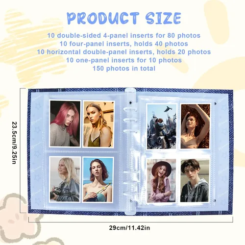 Vista 3 de Qivine Kpop Carpeta para tarjetas fotográficas, soporte A5 con 40 páginas, libro portátil para tarjetas fotográficas, libro conmemorativo