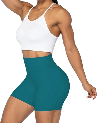Vista 5 de Sunzel - Shorts de tiro alto para ciclista, sin costuras frontales, para mujer, a prueba de sentadillas, para yoga, entrenamiento, gimnasio, ciclismo