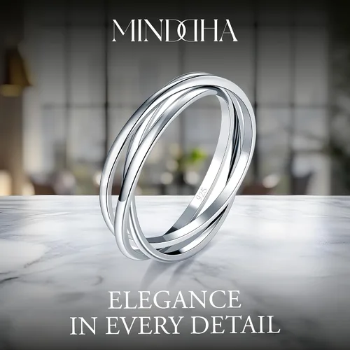 Vista 6 de MINDDHA Sterling Silver Interlocking Ring for Women - 925 Trinity Rolling Ring - Handmade Dainty Stackable Jewelry - Ideal Gift for Anniversary