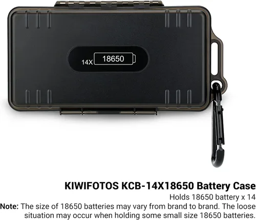 Vista 4 de KIWIFOTOS 14 ranuras 18650 organizador de batería caso protector duro almacenamiento a prueba de golpes 18650 18350 titular de batería caja