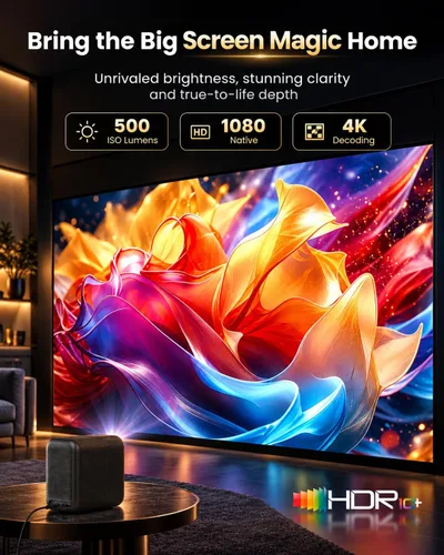 Vista 3 de Proyector inteligente de Google TV, con licencia de Netflix Marrón/Negro