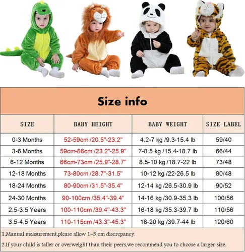 Vista 3 de TONWHAR Baby Boy's Girl's Animal Bodysuit Infant And Toddler's Romper Jumpsuit Halloween Costume Partywear