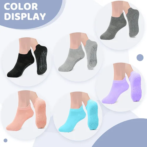 Vista 7 de AURUZA Calcetines de agarre para mujeres y hombres, calcetines de agarre de pilates, calcetines de yoga antideslizantes con agarres para barre