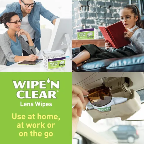 Vista 8 de Flents Wipe'N Clear Toallitas de limpieza biodegradables para lentes, envueltas individualmente, productos ecológicos, 20 unidades, fabricadas