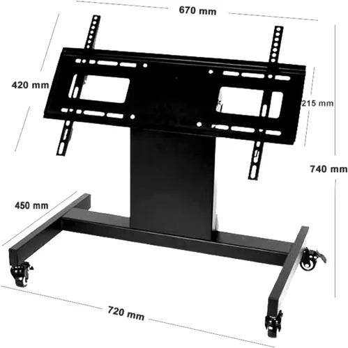 Vista 6 de Soporte de TV rodante, carrito de TV móvil, carrito de monitor de confianza de piso de bajo perfil para pantalla de 32 a 75 pulgadas, altura