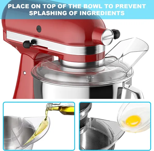 Vista 3 de Escudo de vertido para tazón KitchenAid de 4.5~5 QT (acero inoxidable, vidrio, cerámica) – Escudo de vertido de seguridad transparente